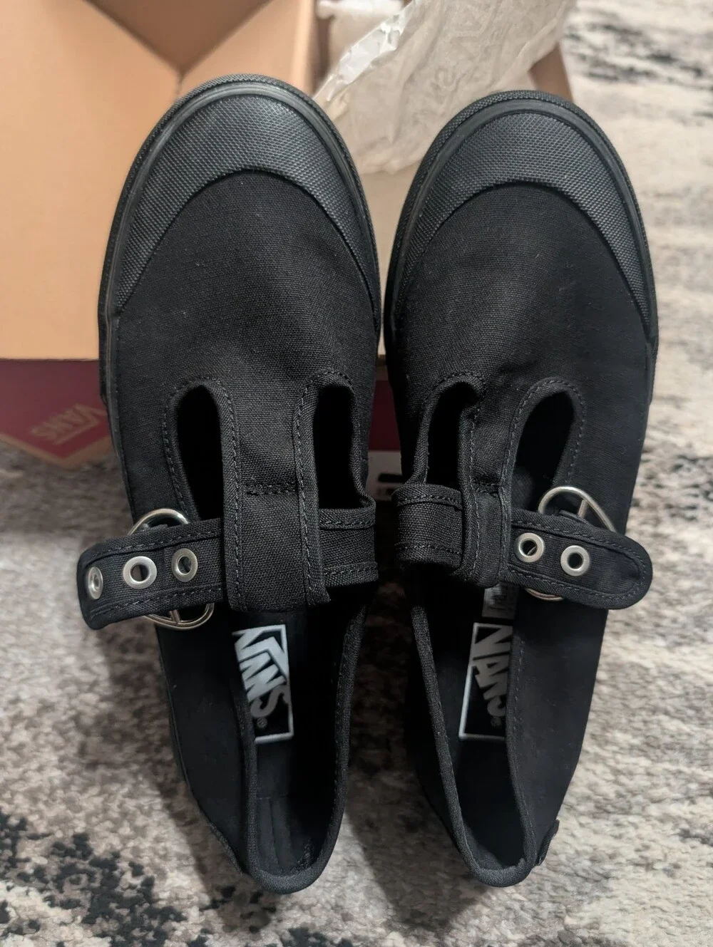 Vans Black Canvas Mary Jane Strap Shoes Style 93